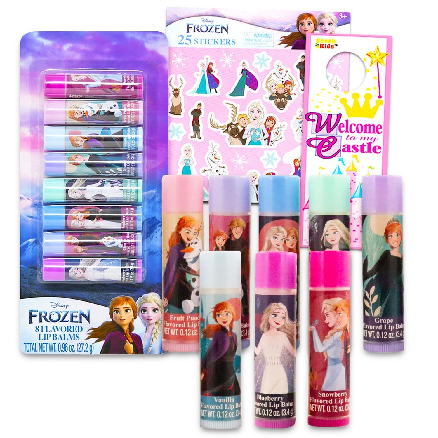 Frozen Lip Balm Set - Disney Bundle With 8 Tubes, Stickers and More | Anna and Elsa Kit