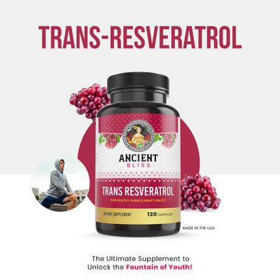 Ancient Bliss Resveratrol Powerful Antioxidant Supplement with Green Tea, Grape Seed Extract for Healthy Aging for Men &amp; Women