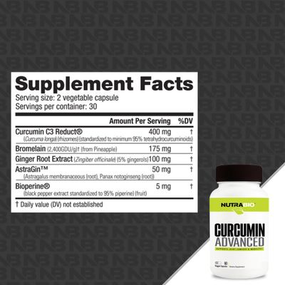 NutraBio Curcumin Advanced Digestion &amp; Joint Support Complex, 60 Vegetable Capsules