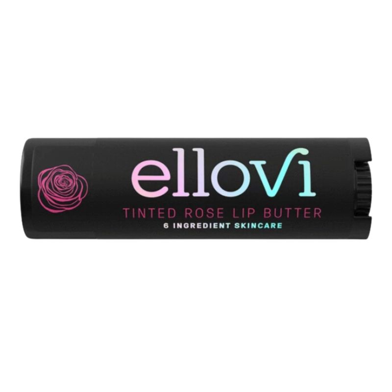 Ellovi Natural Lip Butter Lip Balm - Wild Rose Tinted - Pure Enough to Eat - Made With Just 6 Vegan Ingredients - Tinted Moisturizing Lip Care for All Day Hydration (Single)