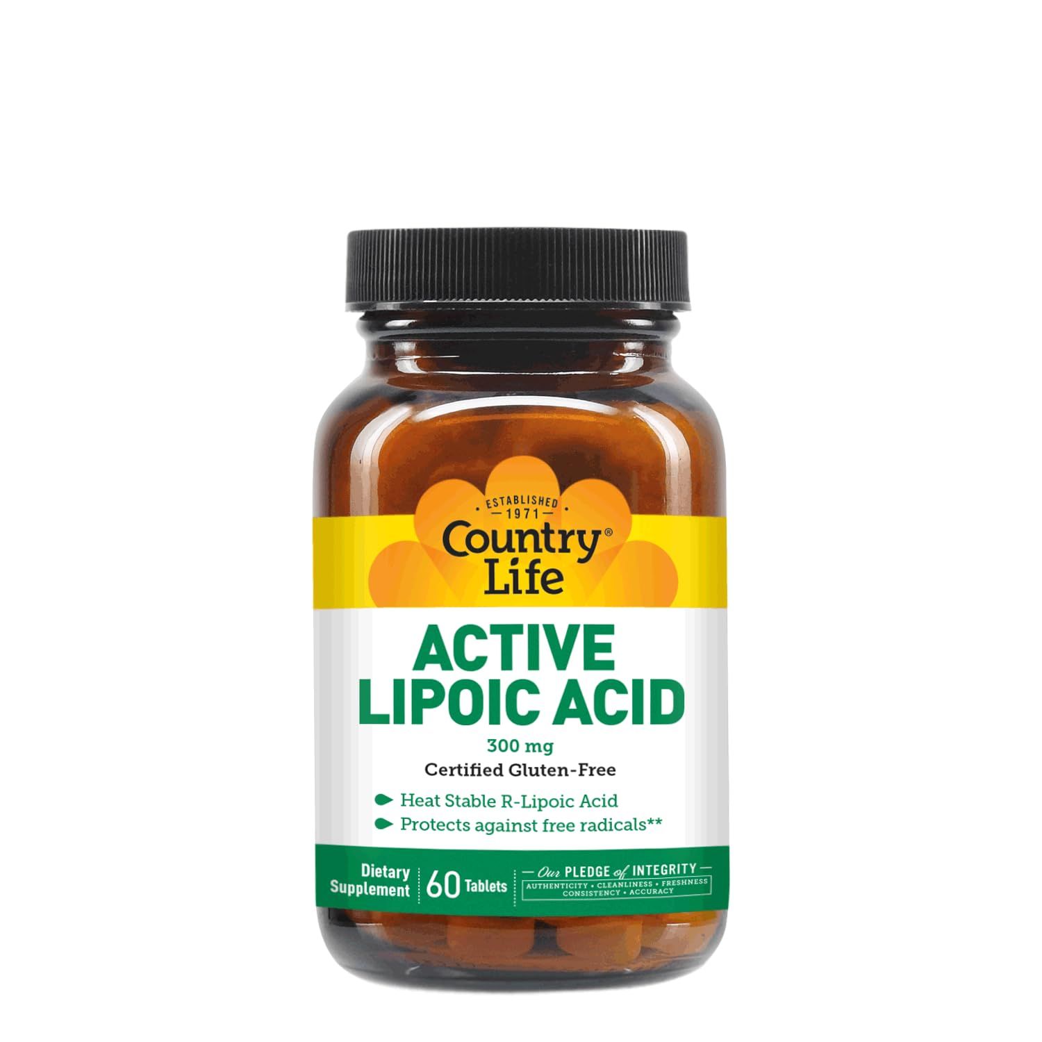 Country Life R-Alpha Lipoic Acid Complex 300mg - Alpha-Lipoic Acid 270mg &amp; R-Lipoic Acid 30mg - Antioxidant Support - No Yeast, Corn, Wheat, Soy, Gluten, Milk - Alpha Lipoic Acid Supplement