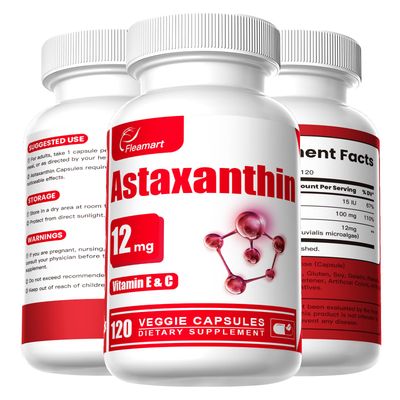 Fleamart Astaxanthin Supplements 12mg with Vitamin E &amp; C High Absorption Formula 120 Capsules Gluten Free, Non-GMO, Vegan