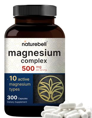 NatureBell Magnesium Complex 500mg, 300 Capsules | 10 Active Forms: Glycinate, Citrate, Taurate &amp; More | Chelated &amp; Purified | Bone, Heart &amp; Muscle Support | Non-GMO