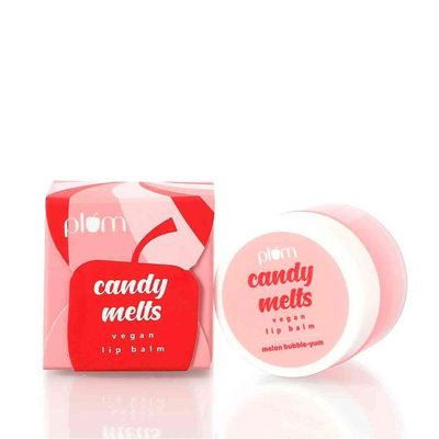 Plum Candy Melts Vegan Lip Balm | Melon Bubble-Yum | With Natural Uv Protection, Ultra Moisturization &amp; Added Shine For Lips | 100 Cruelty Free (12 G (Pack Of 1) Melon Bubble-Yum)