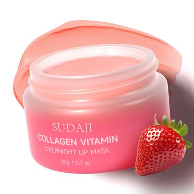 20g Collagen Lip Mask with Vitamins E, A, Hyaluronic Acid, Overnight Lip Butter Balm with Skin Softening Coconut Oil and Hydrating Shea Butter