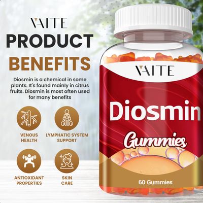 VAITE Diosmin 1000mg - Vein Support Supplements for Varicose Veins - Leg Health Supplement Formula Venous Optimizer, Citrus Bioflavonoids, Helps to Circulation for Legs, Chews Gummy, 60 Vegan Gummies