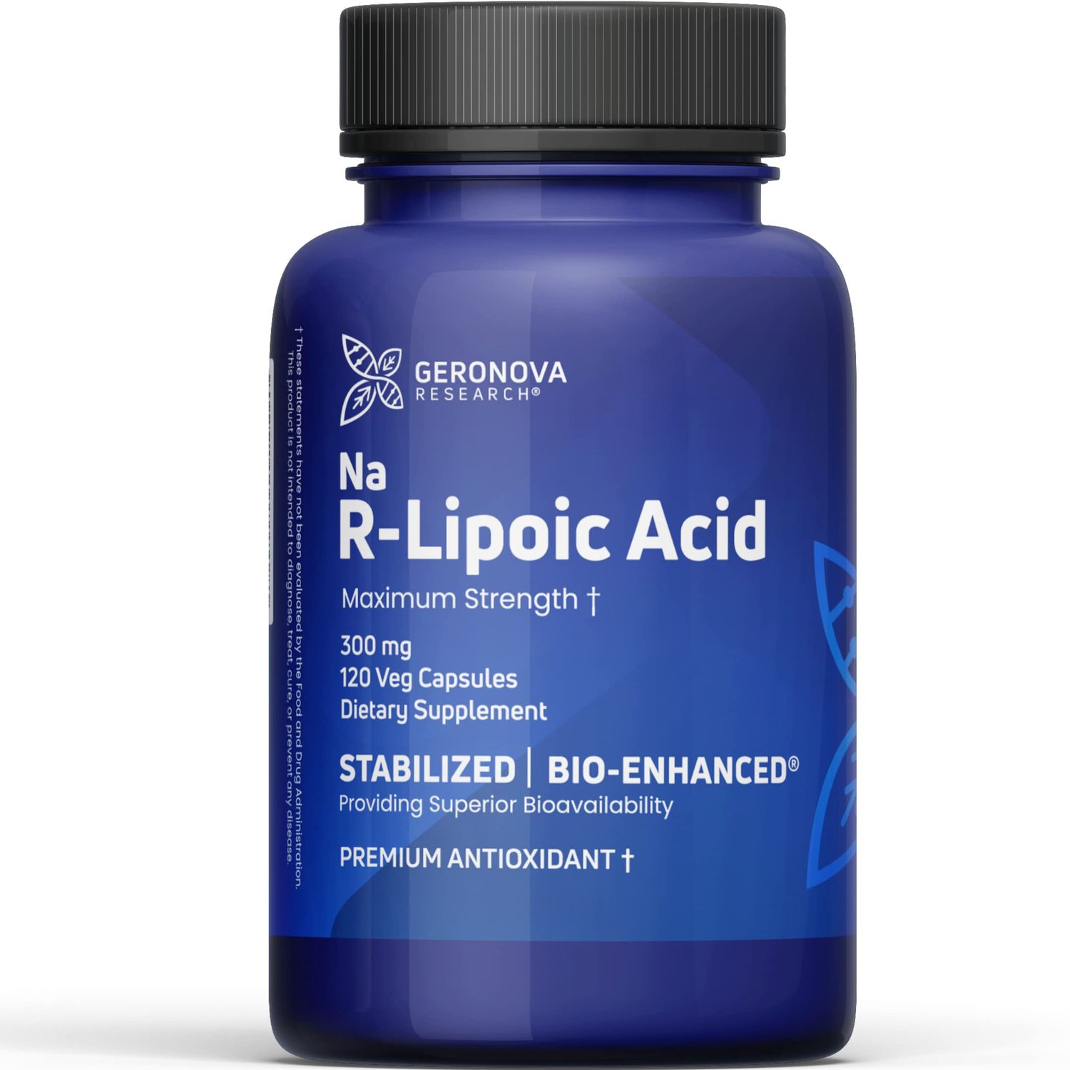 Geronova Research Bio-Enhanced R-Lipoic Acid, 300 mg Capsules - 4 Month Supply - Stabilized R Alpha Lipoic Acid with Enhanced Absorption - R Lipoic Acid Supplement - 120 Count