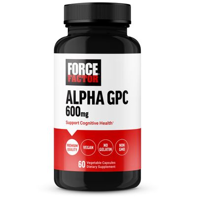 FORCE FACTOR Alpha GPC Brain Supplement for Memory and Focus, Mood Support Supplement with Alpha GPC 600mg, Premium Quality, Vegan, Non-GMO, 60 Capsules