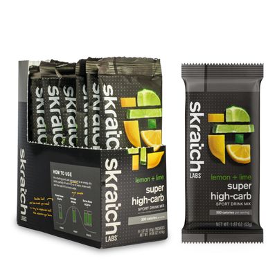 Skratch Labs Super High-Carb Drink Mix Packets - Carbohydrate Powder - Cluster Dextrin and Electrolytes - Endurance Energy- Energy Gel Alternative - Lemon/Lime - 8 Single Serving Packets - Non-GMO