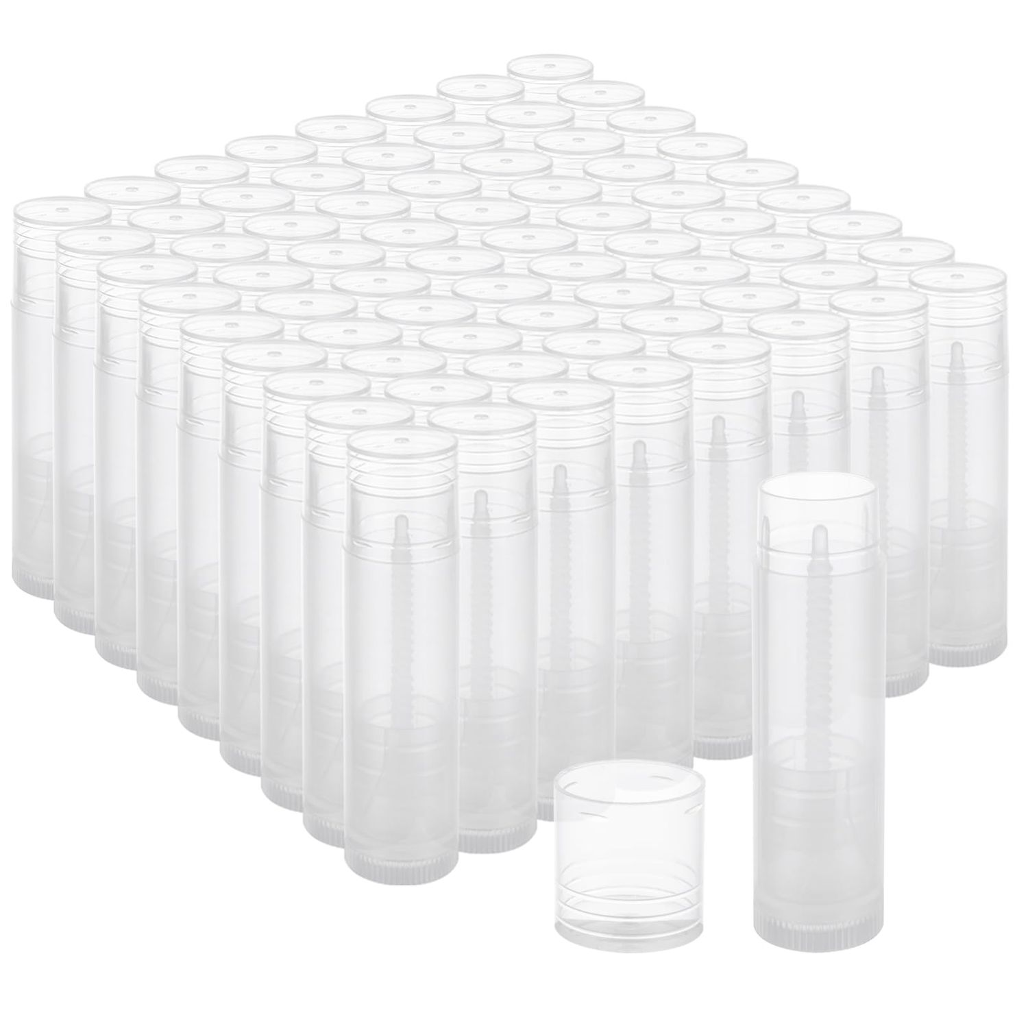 100PCS Lip Balm Tubes with Caps Clear Lip Balm Tubes Empty Bulk for DIY Lipstick Chapstick Homemade 3/16 Oz (5.5 ml)