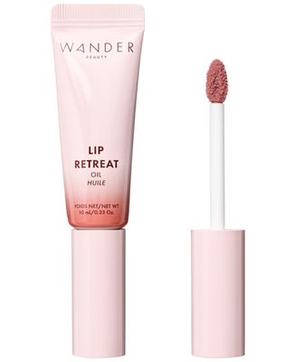 Wander Beauty Lip Retreat Oil - Skinny Dip (Nude) - 4-in-1 Tinted Oil Moisturizing Gloss with Avocado, Vitamin E and Rosehip - Hydrating Care for Dry Lips - 0.33 fl oz