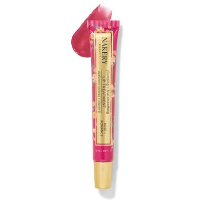 Nakery Plumping Lip Treatment for Dry Cracked Lips - Line Smoothing Lip Plumper for Women with Hyaluronic Acid Serum for Lips - Non Sticky Lip Gloss Plumper for Petal Soft Lips - Rose &amp; Romance