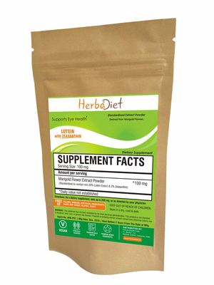 Lutein 5 with Zeaxanthin Extract Powder | Eye &amp; Vision Health Macular Support Marigold Supplement | Antioxidant Support for Healthy Skin | Non-GMO (50 gram / 1.76 oz)