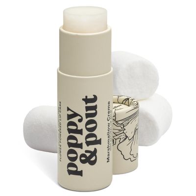 Poppy &amp; Pout Marshmallow Creme Jumbo Lip Balm | All Natural Lip Balms &amp; Moisturizers | Hydrates with Beeswax, Vitamin E, Organic Coconut Oil | Cruelty-Free | Lip Balm in Recyclable Cardboard Tube