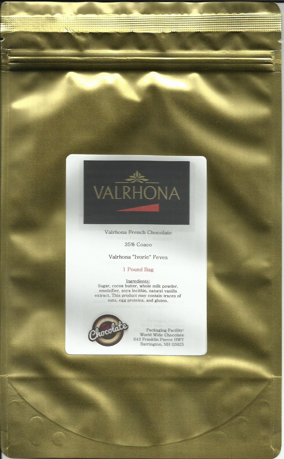 Valrhona Chocolate Ivoire 35 Feves - 1 lb