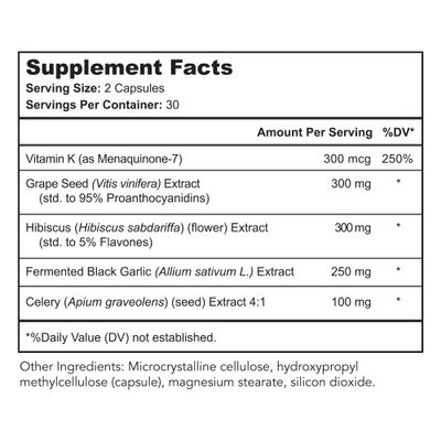 Bright Naturals Vaso Calm - Healthy Blood Balance Supplement - Features Fermented Garlic, Celery and Grape Seed Extract, Hibiscus, and Vitamin K2 - Made in The USA