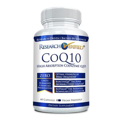 Research Verified CoQ10-100 Pure Extra Strength 300mg CoQ10 - Improved Absorption and Bioavailability with Bioperine - Boost Antioxidant Levels, Improve Cardiovascular Health, 60 Vegan Capsules