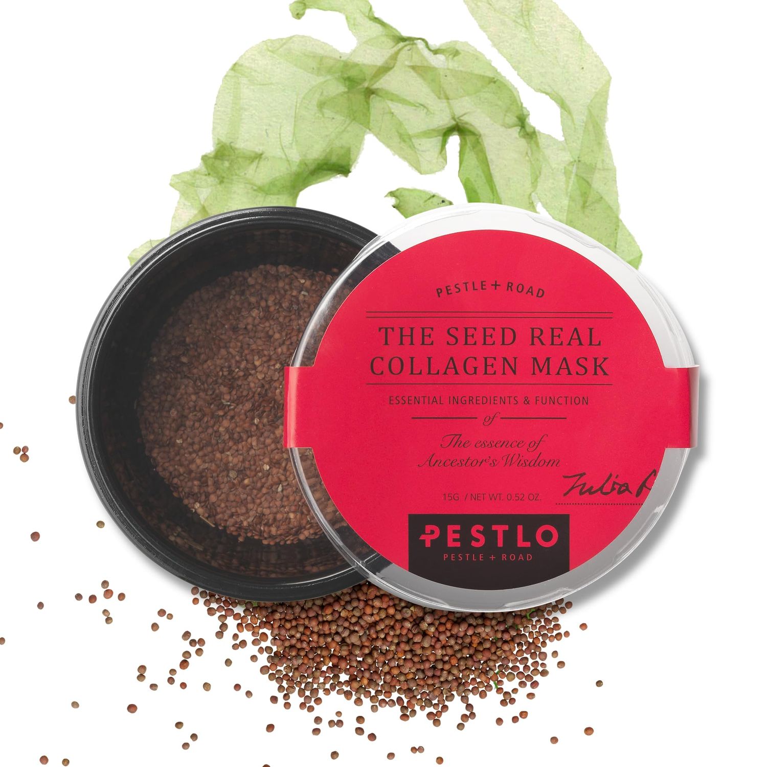 PESTLO The Seed Real Collagen Mask 2-Pack 1.06 oz (30g) - 100 Natural Seaweed Seed Collagen, Hydrating &amp; Firming, Natural Korean Skincare for Radiant &amp; Youthful Skin, Preservative-Free