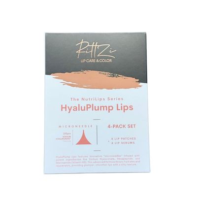 RittZi HyaluPlump Lips 4-PACK SET - Innovative Two-Step Lip Care System for Hydrated, Plump Lips Featuring Sodium Hyaluronate, Peptides, and Niacinamide