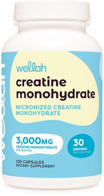 Wellah Creatine Monohydrate Capsules (3000 mg) 120 Capsules - Micronized Creatine, 30 Servings