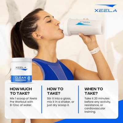 XEELA Pre Workout Powder - Clean & Tested - Jitter Free, Safe, and Natural - Increase Thermogenic Energy, Focus, and Endurance w/Creatine, Organic Caffeine, and Plant Based Citrulline (Blue Raspberry)