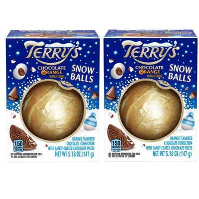 Terry&#39;s Chocolate Orange Snowball Milk Chocolate 5.53 oz | Stocking Stuffer and Party Favor | Break Apart Chocolate Ball with Real Orange Oil | Holiday Favorite (2 Pack)