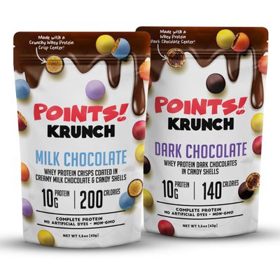 Hummii Points! Krunch Dark Milk Chocolate High Protein Snack with Whey Protein, Candy Shell High Protein Snacks for Adults &amp; Kids, Healthy Protein Candy, No Artificial Additives