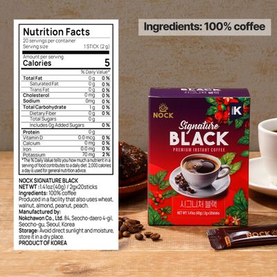 Nokchawon Signature Black Instant Coffee - Rich and Smooth Korean Black Coffee Sticks, 20 Sticks, 40g (1.41oz)