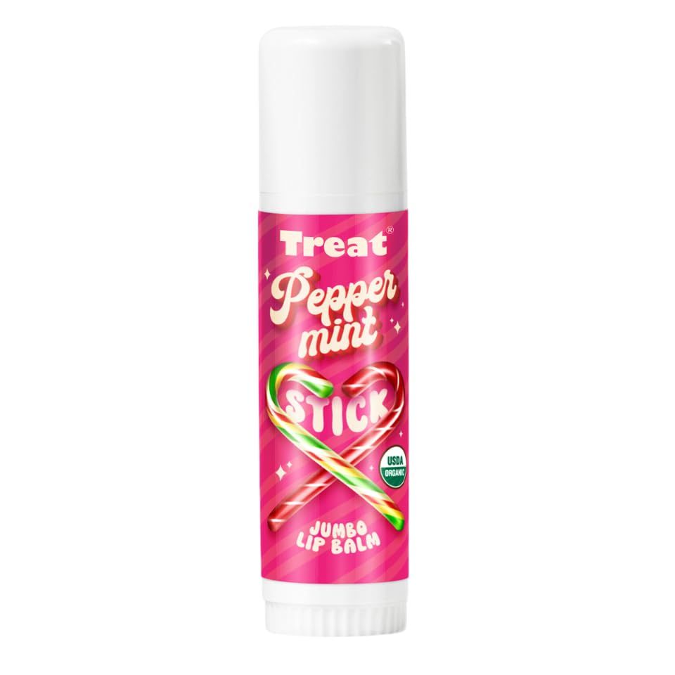 TREAT Jumbo Lip Balm - Peppermint Stick Jumbo Lip Balm, Organic &amp; Cruelty Free (.50 OZ)