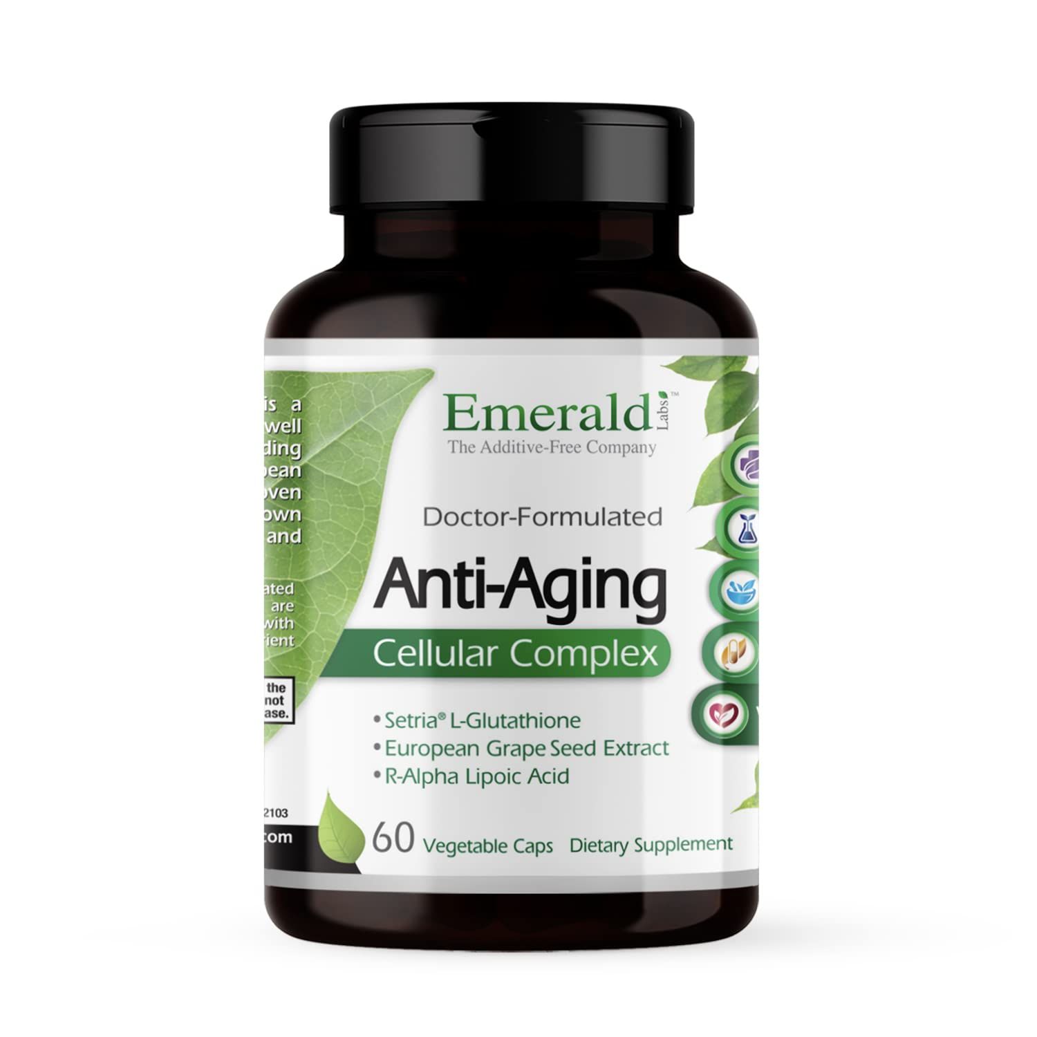 Emerald Labs Anti-Aging Cellular Complex - Supports Healthy Aging &amp; Liver Health with Setria L-Glutathione, CoQ10, R-Alpha Lipoic Acid, Resveratrol &amp; More - 60 Vegetable Capsules (30-Day Supply)