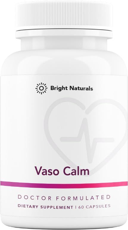 Bright Naturals Vaso Calm - Healthy Blood Balance Supplement - Features Fermented Garlic, Celery and Grape Seed Extract, Hibiscus, and Vitamin K2 - Made in The USA