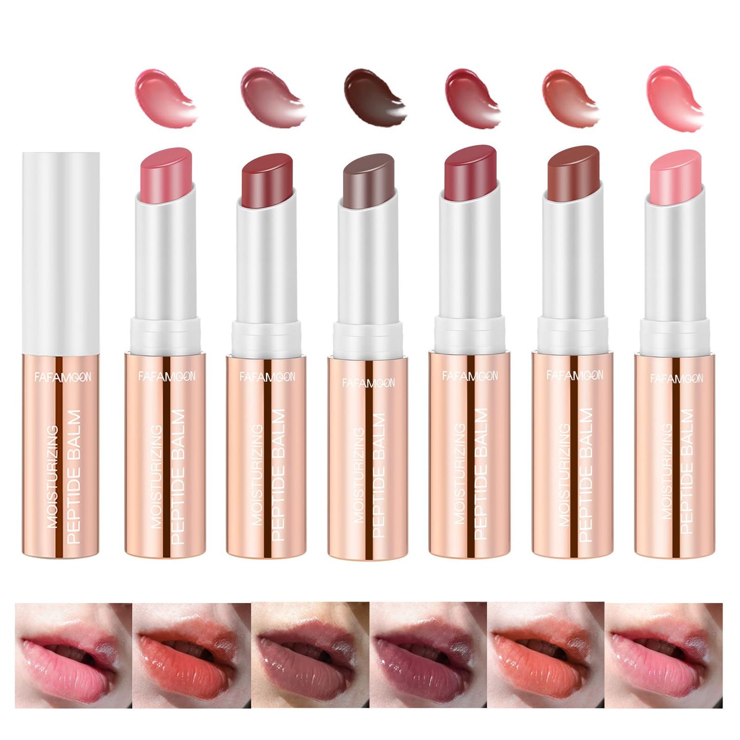 YIBABY 6 Pcs Lip Tint Hydrating, Tinted Lip Balm, Deep Nourishing Glossy Lipstick Set, Long Lasting Moisturizing Lip Care Balm Lip Makeup for Dry, Cracked and Chapped Lips