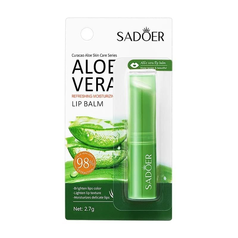 Sadoer 98 Aloe Vera Lip Balm - Hydrating, Moisturizing, Natural, Dry Skin, 0.09 Ounce