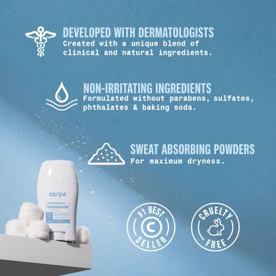 Carpe Underarm Antiperspirant and Deodorant, Fresh Powder Scent