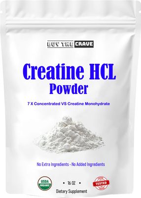 BUY THE CRAVE Creatine HCL Powder (16 oz), 1 Ingredient, Energy Production, Athletic Performance, 604 Servings No Bloating, Fast Absorption, High Solubility, Enhanced Strength &amp; Endurance