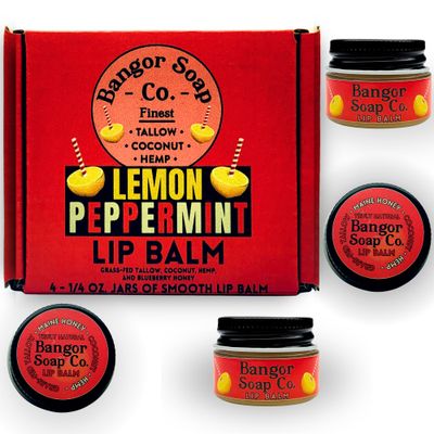 Bangor Soap Co.&#39;s Truly Natural Lip Balm - Grass-Fed Tallow, Coconut, Hemp, and Honey With Lemon &amp; Peppermint