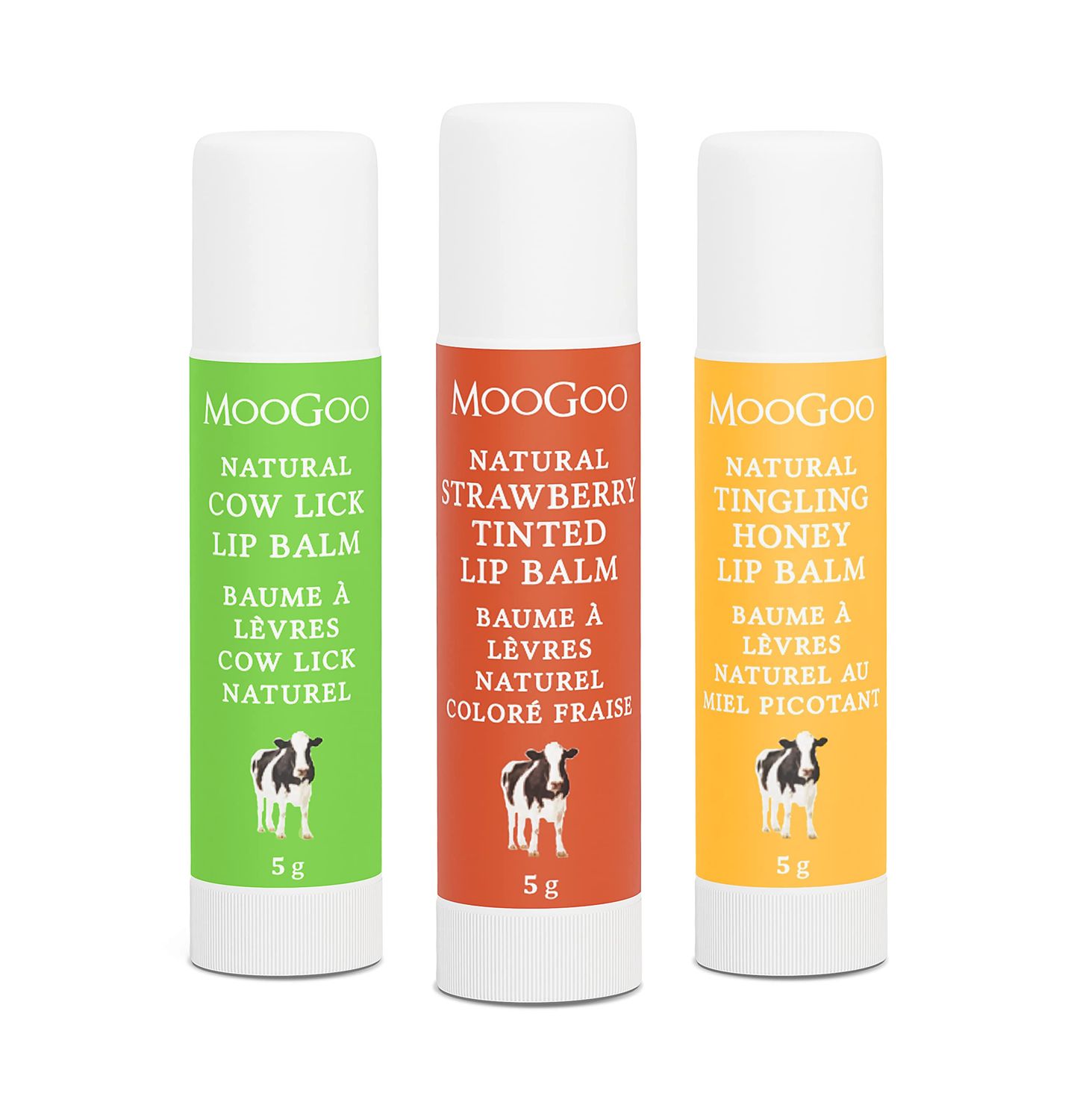 MooGoo Lip Balm Set Variety 3 Pack -Natural Moisturizing Lip Balm Set for Dry Cracked Lips - for Women and for Men. Petroleum Free, Paraben Free, Cruelty Free.