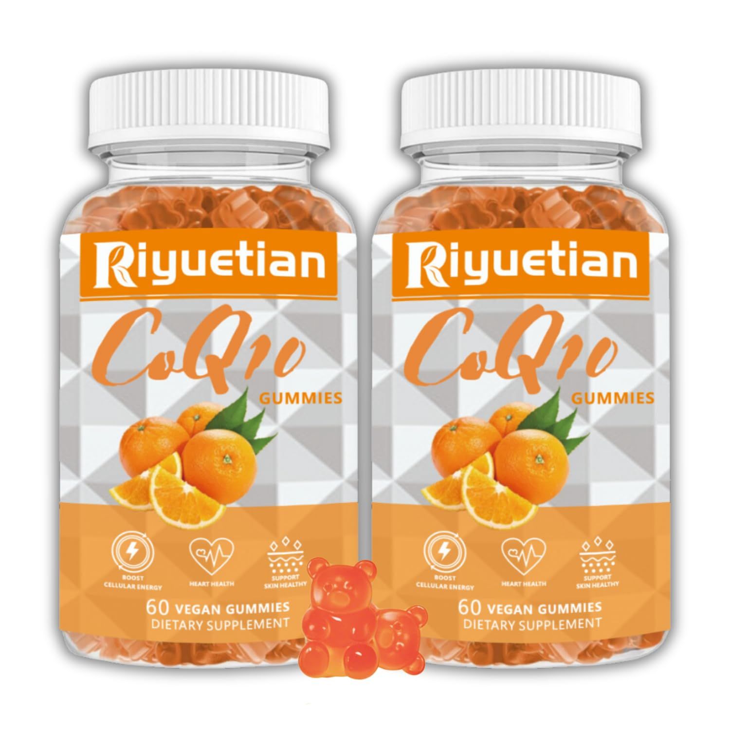 Riyuetian Extra Strength ubiquinol CoQ10 Supplements for Women &amp; Men - 3X Better Absorption Coenzyme Q10 Supplements for Heart Health - Orange Flavored -Cellular Energy &amp; Antioxidant - Vegan - 2 Pack