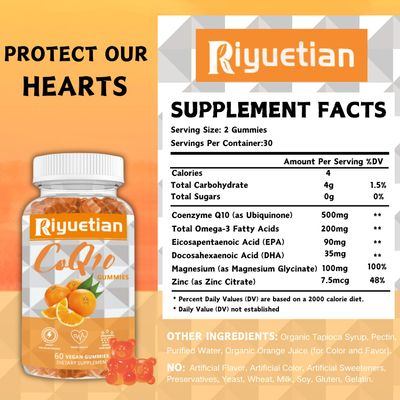 Riyuetian Extra Strength ubiquinol CoQ10 Supplements for Women &amp; Men - 3X Better Absorption Coenzyme Q10 Supplements for Heart Health - Orange Flavored -Cellular Energy &amp; Antioxidant - Vegan - 2 Pack