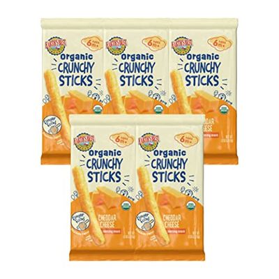 Earth&#39;s Best Organic Baby Food, Dissolvable Teething Snack for Babies 6 Months and Older, Cheddar Cheese Crunchy Sticks, .56 oz Pack (Pack of 5)