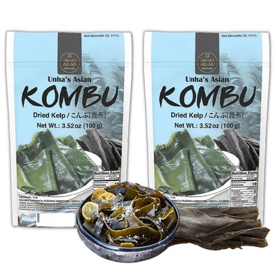 Korean Wild Kombu (Dried Kelp) 3.52oz, Traditional Hand-Harvested Seaweed, 100 Natural, 2 Pack (Product of Korea)