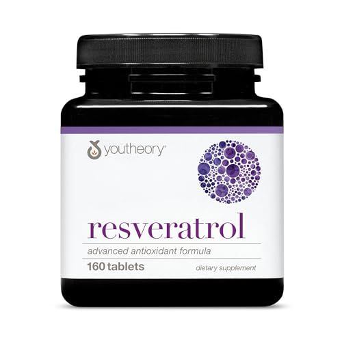 Youtheory Resveratrol Advanced Antioxidant Formula - Premium Antioxidant Supplement with Super-Fruit Blend - Contains ResVida - Dairy, Soy &amp; Gluten Free - 160 Tablets