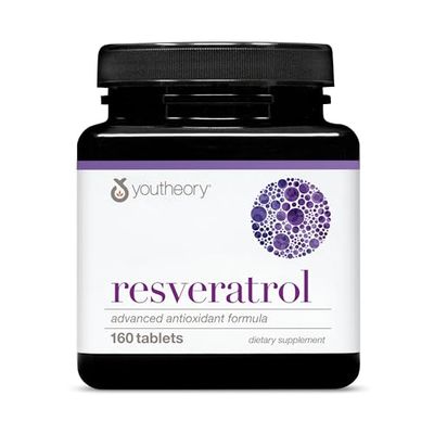 Youtheory Resveratrol Advanced Antioxidant Formula - Premium Antioxidant Supplement with Super-Fruit Blend - Contains ResVida - Dairy, Soy &amp; Gluten Free - 160 Tablets