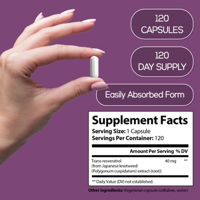 HARMONIFY Resveratrol Supplement - Pure Trans-Resveratrol from Japanese Knotweed - Supports Energy & Anti-Aging - Potent Antioxidant - 120 Capsules for 120 Day Supply - Made in USA, Lab Tested