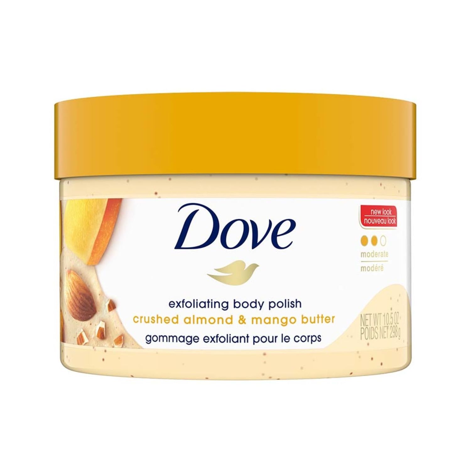 Dove Scrub Crushed Almond &amp; Mango Butter For Silky Smooth Skin Body Scrub Exfoliates &amp; Restores Skin&#39;s Natural Nutrients 10.5 oz