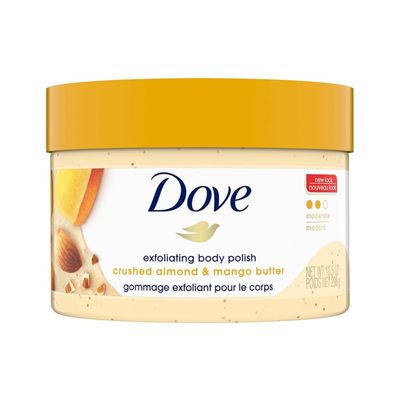 Dove Scrub Crushed Almond &amp; Mango Butter For Silky Smooth Skin Body Scrub Exfoliates &amp; Restores Skin&#39;s Natural Nutrients 10.5 oz