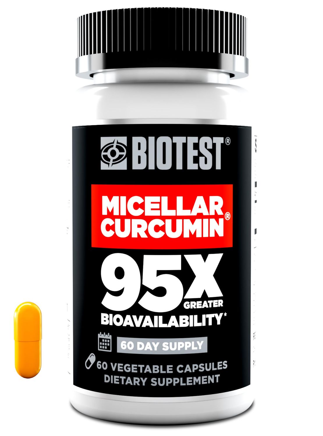 Biotest Micellar Curcumin - 95x Greater Absorption for Joint Health, Healthy Inflammation Response &amp; Recovery - 60 Capsules (60 Day Supply)