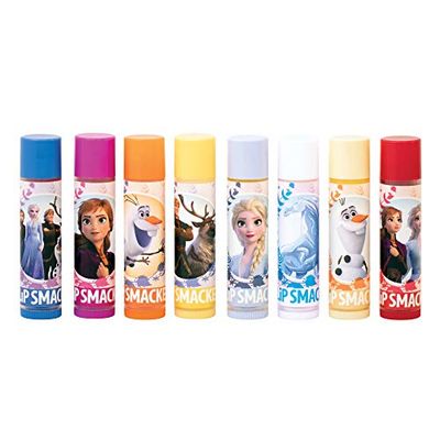 Lip Smacker Disney Frozen II Lip Balm 8-Piece Party Pack Northern Blue Raspberry, Optimistic Berry, Wonderful Waffles &amp; Syrup, Trusted Lemon Custard
