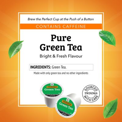 Twinings Pure Green Tea K-Cup Pods for Keurig, 24 Count (Pack of 1), Smooth Flavour, Enticing Aroma, Caffeinated, Enjoy Hot or Iced