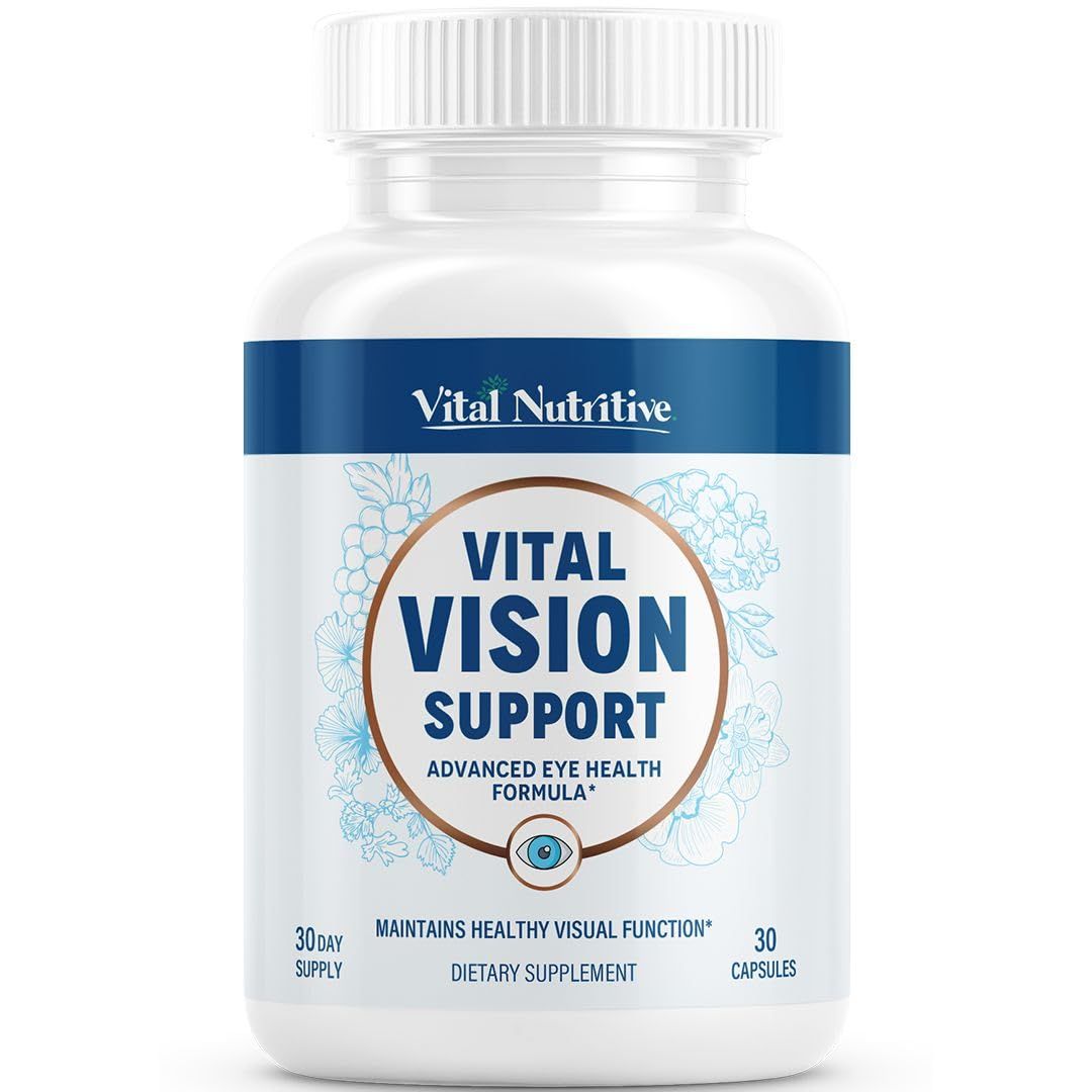 Vital Vision Support - Eye Health Supplement with Vitamin A, Lutein, Beta Carotene &amp; Antioxidants - Eye Vitamins Support Hydration &amp; Oxidative Stress -30 Days Serving